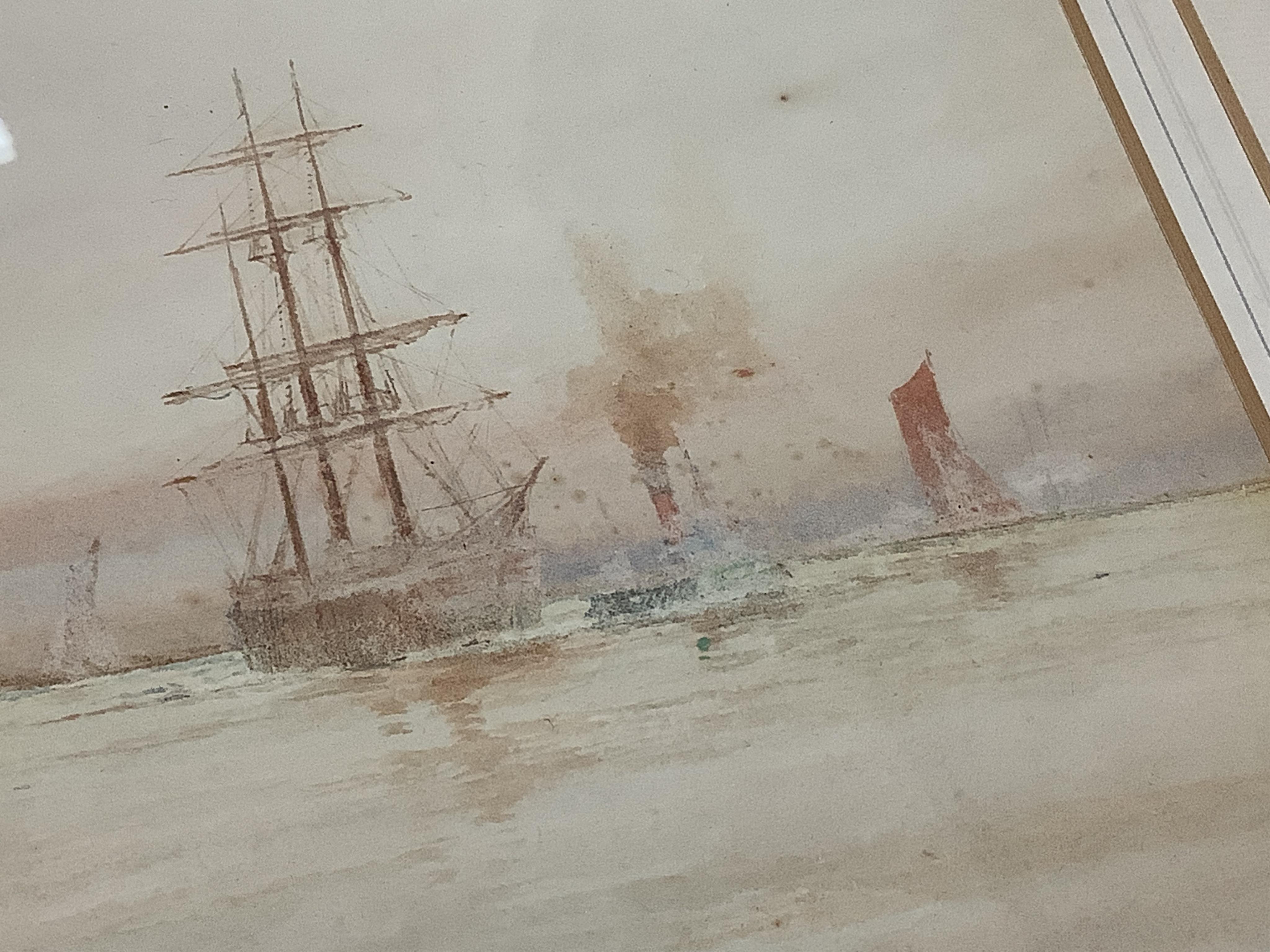 William Minshall Birchall (1884-1941), watercolour, ‘Towing out passing Purfleet, 1921’, signed, inscribed and dated, 17 x 23cm together with Marcel Fiorini (French, 1922-2008), two limited edition etchings with aquatint